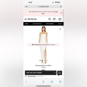 Nouveau Gown in White
Nookie revolve dress size XS